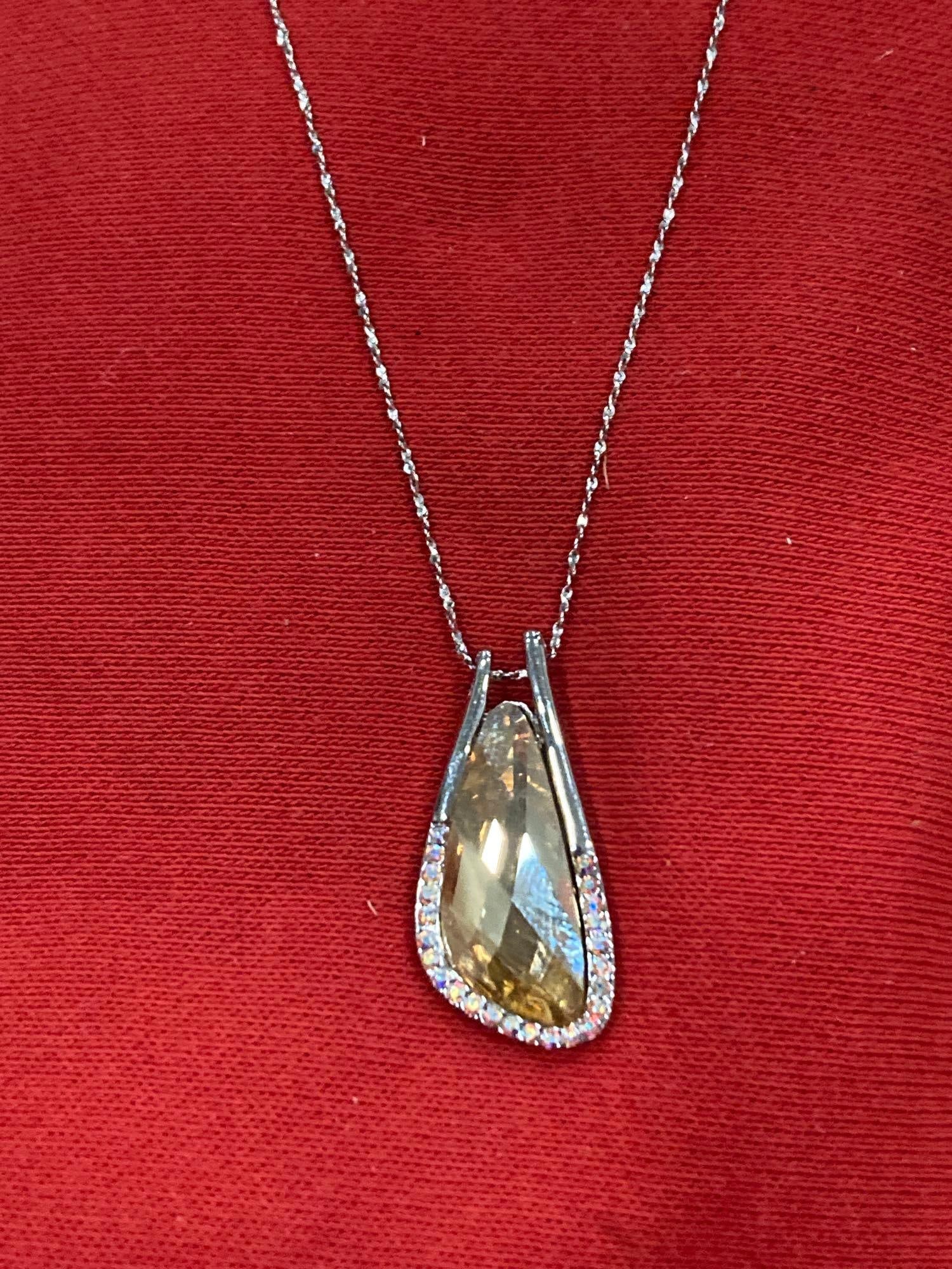 SWAROVSKI CRYSTAL PENDANT W STERLING CHAIN: MARKED 925
