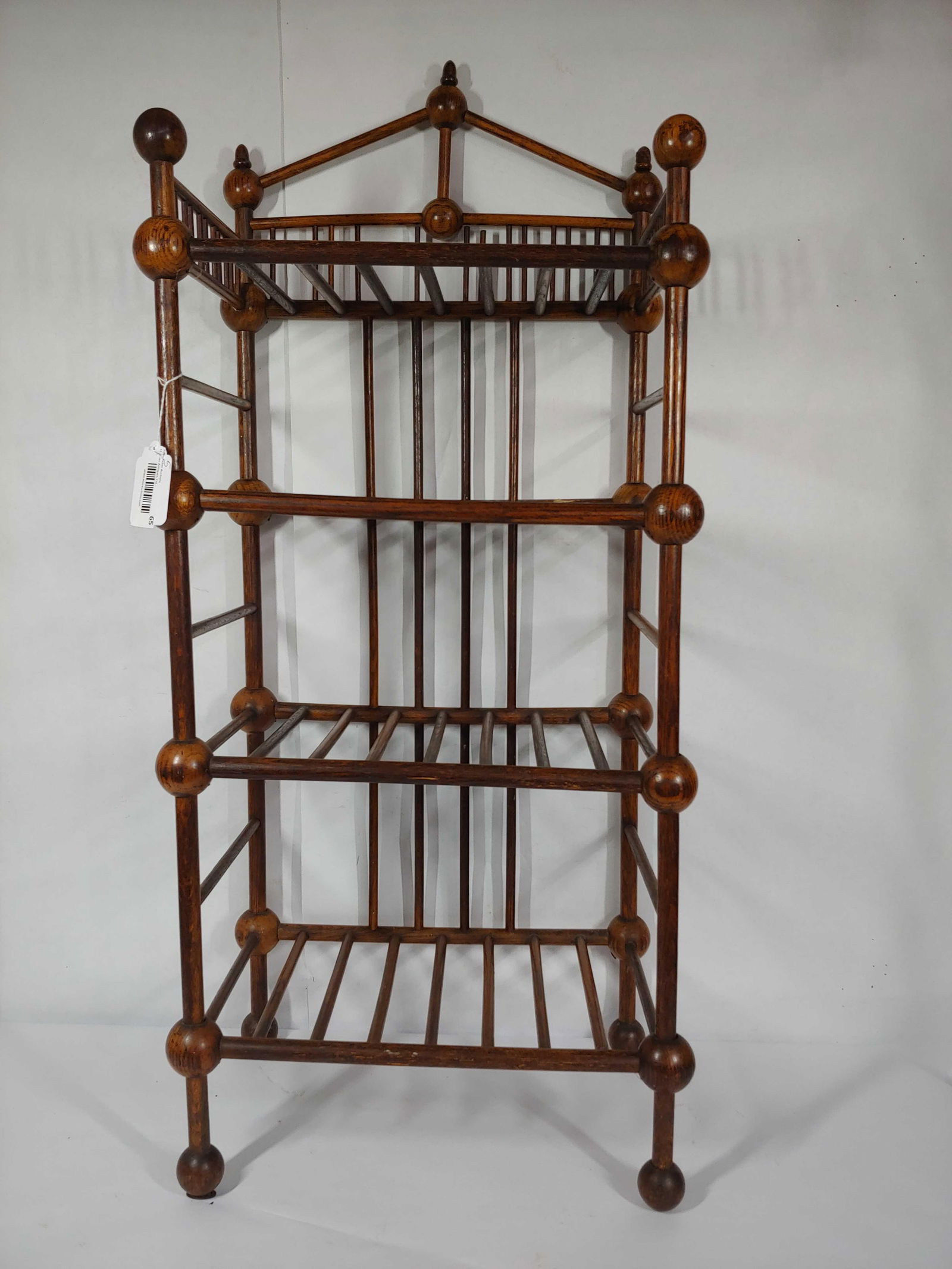 American Folk Art Oak stick & ball shelf (1 of 6)