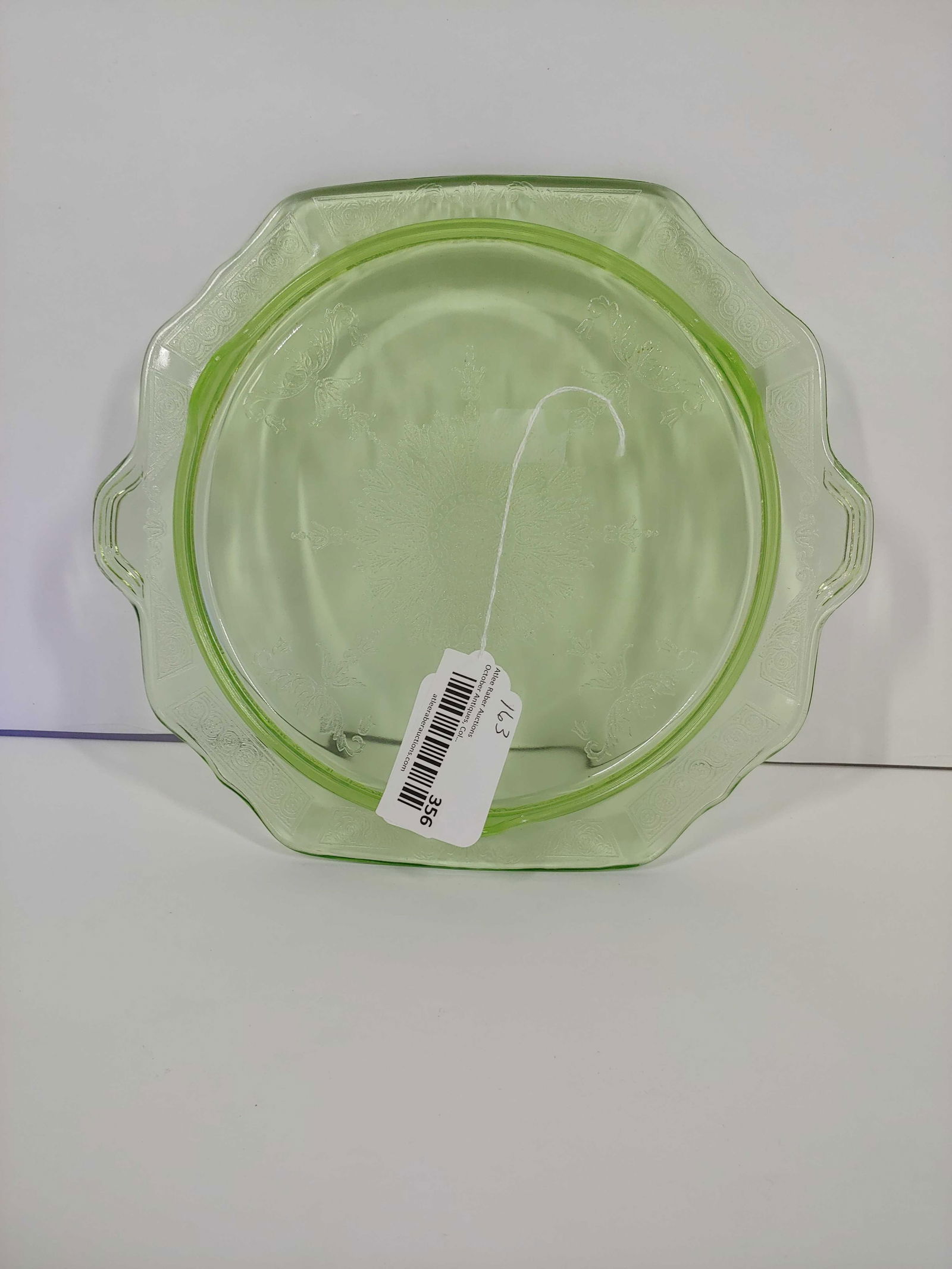 URANIUM GLASS CAKE PLATTER (1 of 6)