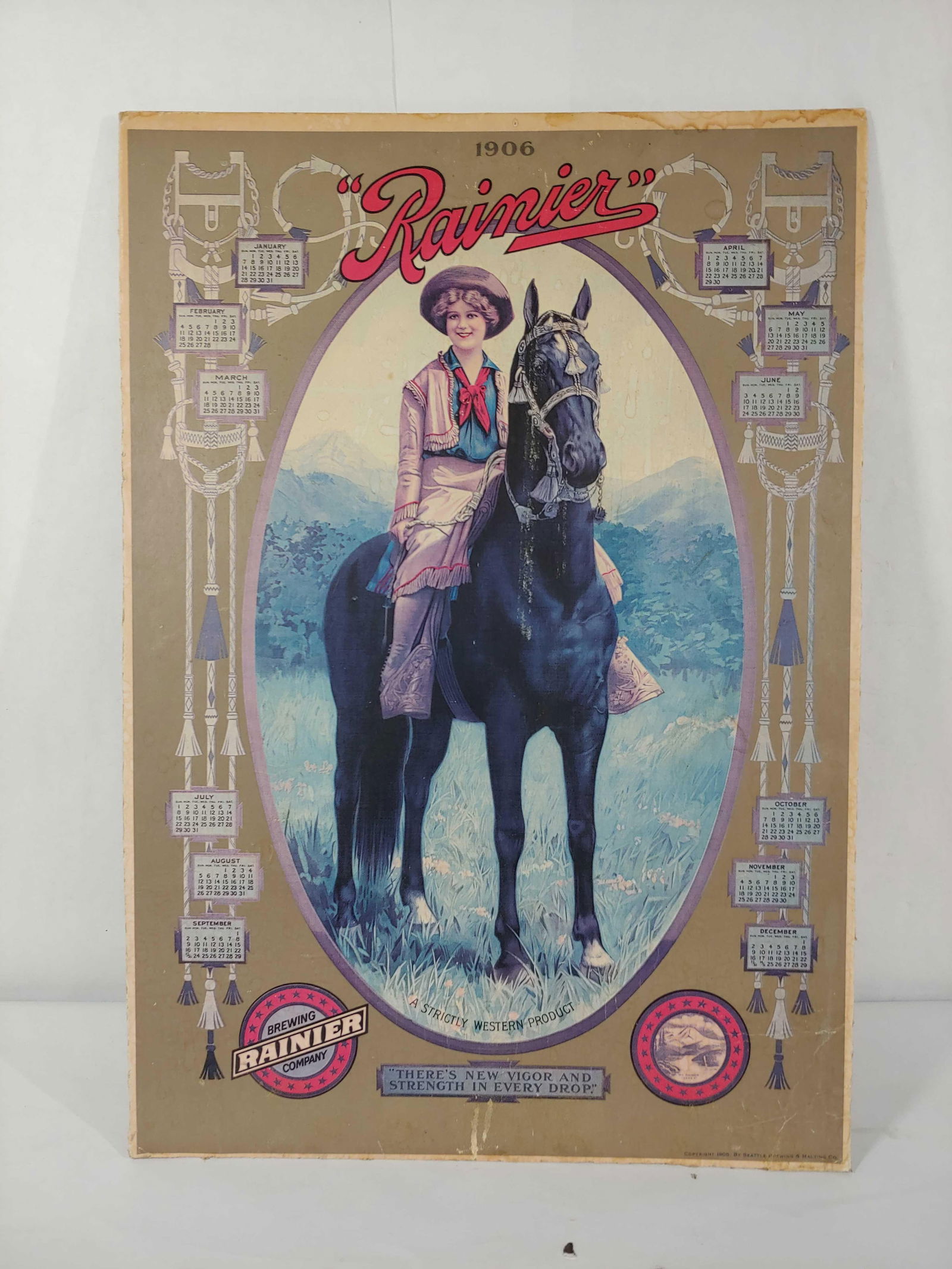 1906 Rainier Brewing Co cardboard adv calendar (1 of 6)