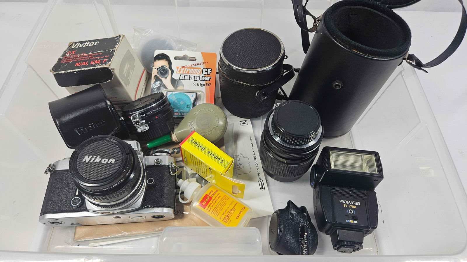 Vintage Nikon FE camera w/ 3 lenses & strobe (1 of 7)