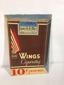 10 cent Wings Cigarettes cardboard sign