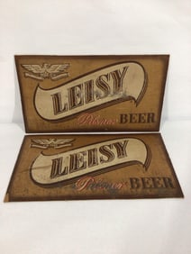 2 Early Leisy Pilsner Beer paperboard signs