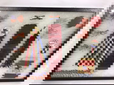 1900 Ladies G.A.R. ribbon, 1917 pinback, 30 star flag pins