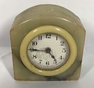 The Lux Clock Mfg Co art deco marble & celluloid clock