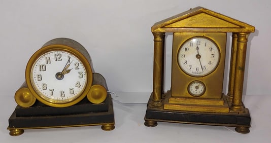 Antique German Greek & German brass miniature clocks
