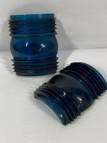 2- Nautical Blue Green glass Great Lakes Ship Lantern lenses