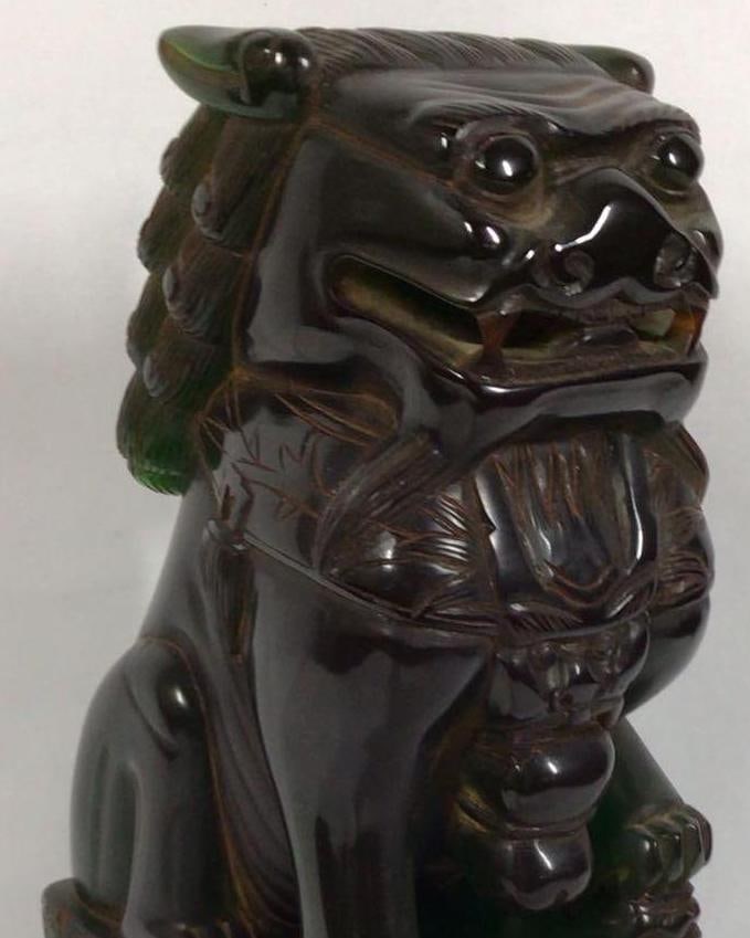 Early Faux Jade Foo Dog sculpture (1 of 6)