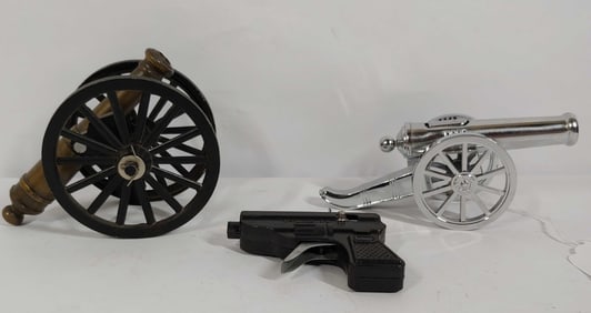 Small cast cannon, cannon lighter & cap pistol