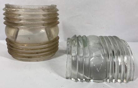 2- Antique Great Lakes ship lantern lenses