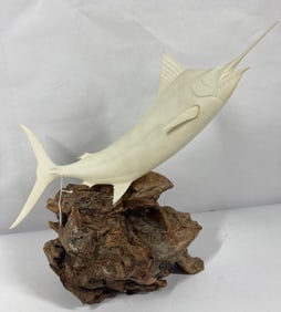 Large John Perry Burl Wood Vintage Fish sculpture