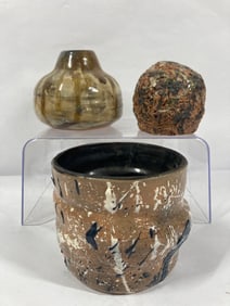 3- N. Haake signed pottery vessels