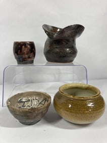 3- N. Haake & 1- N.L. Rogers pottery vessels