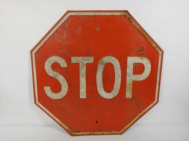 Metal embossed STOP sign