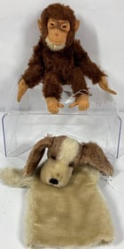Steiff Mohair monkey & Steiff puppy puppet