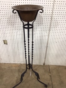 Arts & Crafts Fern Stand w/ Copper Bowl