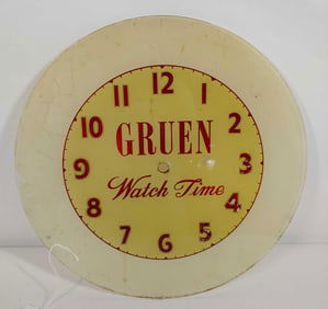 Gruen Watch Time reverse painted clock dial
