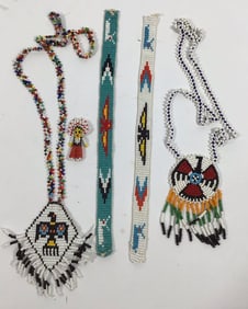 5- Loomed glass bead necklaces and trim