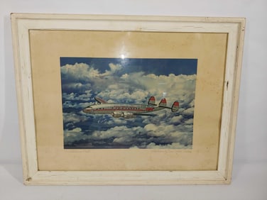 Mid Century Trans World airline travel Litho