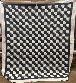 Black and White Hand Stitched Bow Tie Quilt
