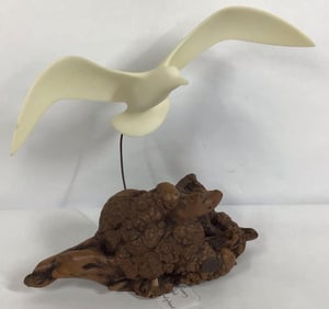John Perry Burl wood Seagull sculpture
