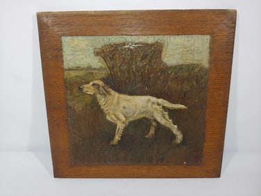 Victorian Era Dog carved door panel