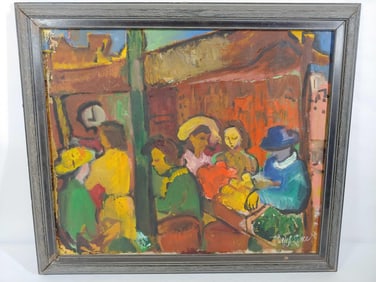 W.E. Ripre Signed Mid Century Oil on Canvas Painting
