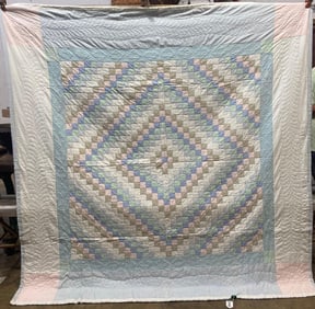 Early Diamond Pastel Cotton Hand Stitched Quilt