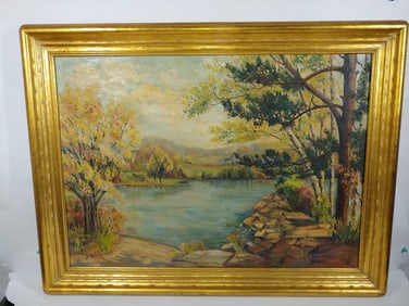 Large 38" Grace M. Dankin Signed Oil on Canvas