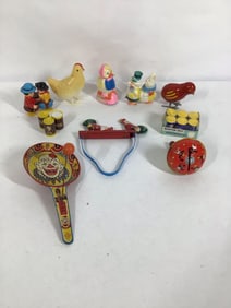 Flat of Vintage toys