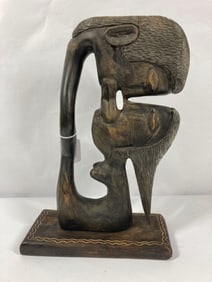 Hand carved African folk art Kissing Couple Wood sculpture