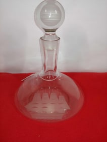 Maritime Etched Crystal Clipper Ship Decanter