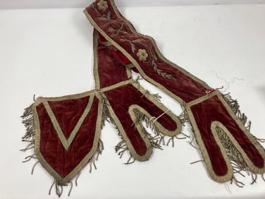 19th Century Silk Velvet Silver Bullion Secret Society Ceremonial Sash