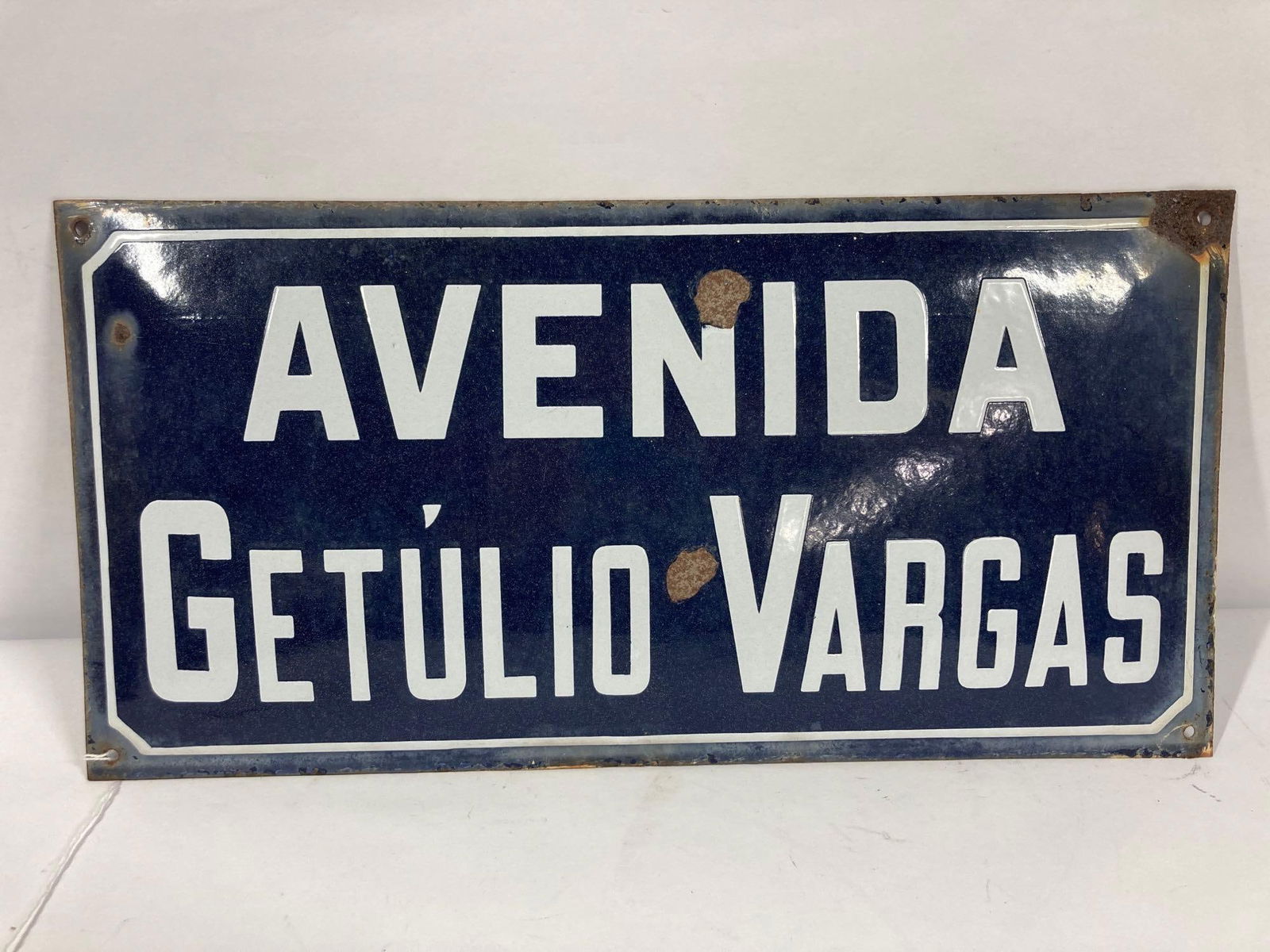 Antique Spanish Porcelain Convex Sign (1 of 4)