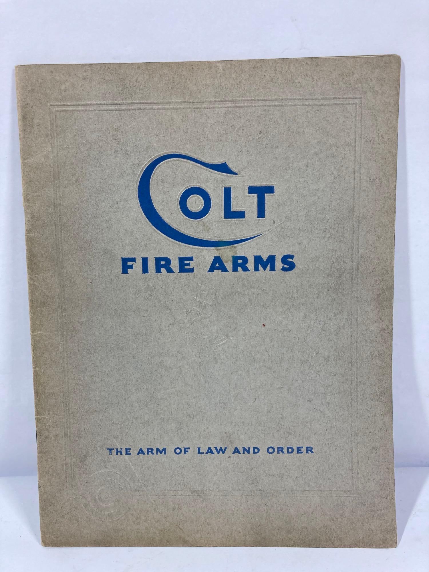 1930 COLT Firearms Booklet: Includes history on Colt weapons. Great condition, no rips or tears.