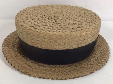 Early 20th Century Men's Straw Boater/ Skimmer Hat
