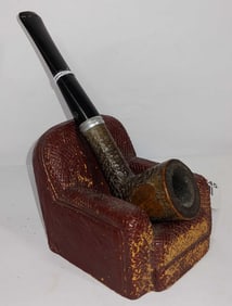 Early Syroco Wood Chair Pipe Rest & Medico Casin Pipe