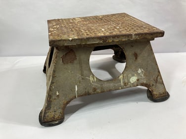 Antique Metal Railroad Depot Stool