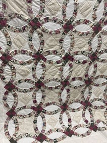 Double Wedding Ring Hand & Machine Stitched Quilt