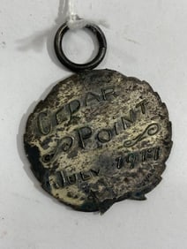 James Dean Pin, 1898 Engraved Medal, and 1917 Cedar Point Medallion