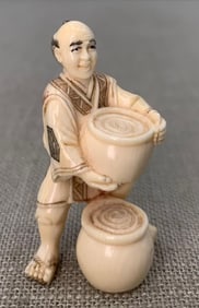 Hand Carved Japanese Merchant Netsuke