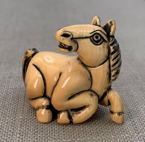 Hand Carved Japanese Pony Equine Netsuke