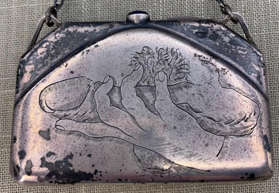Erotic 1909 Russian 800 Silver Phallus Etched Calling Card Case