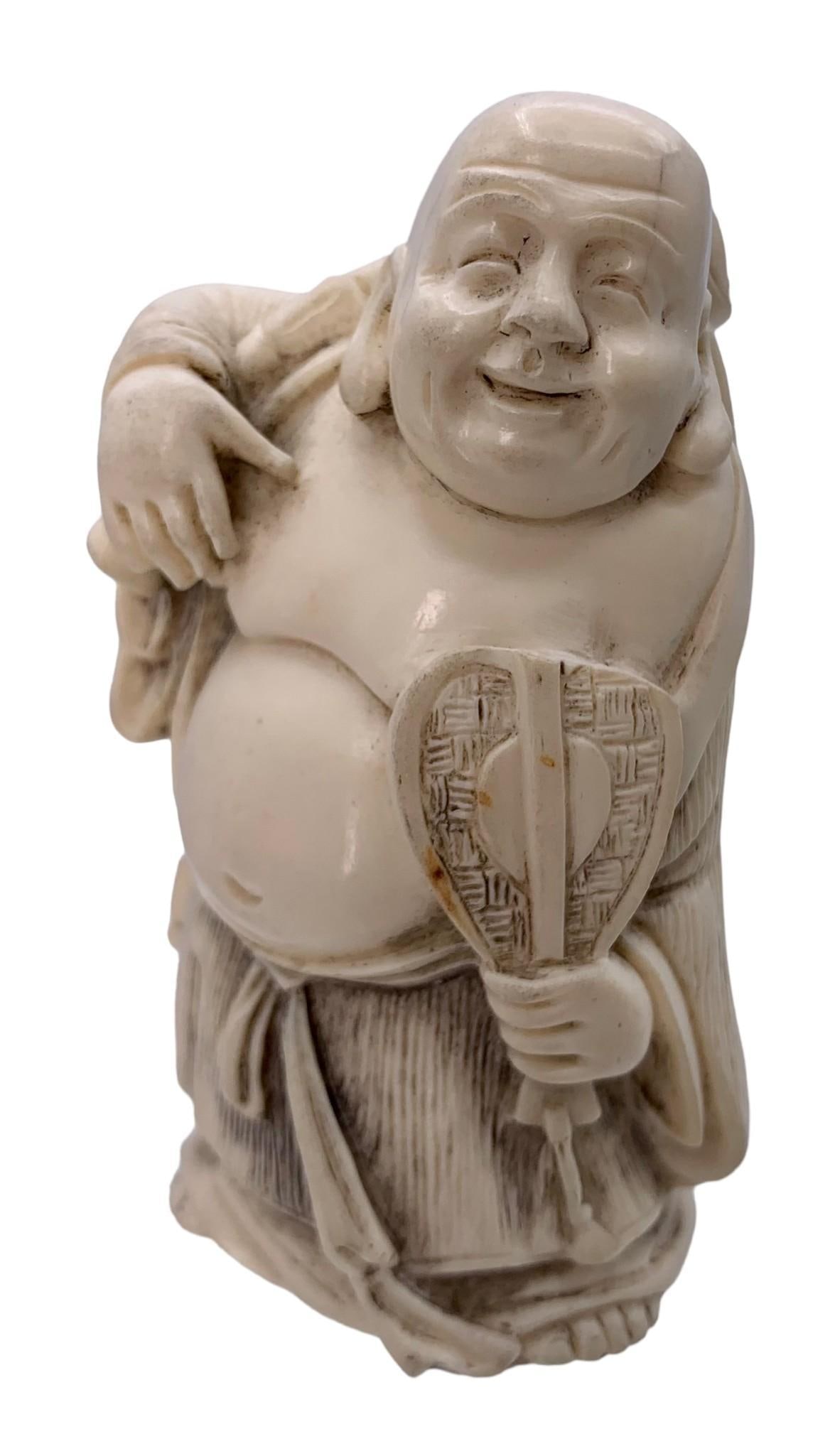3 1/8" Carved Resin Smiling Buddha Statue (1 of 7)