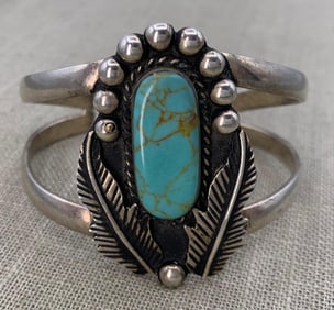 Vintage Navajo 925 Silver Turquoise Cuff Bracelet