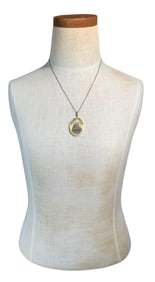 c1891 Tall Ship Scrimshaw Maritime Pendant on Sterling Chain