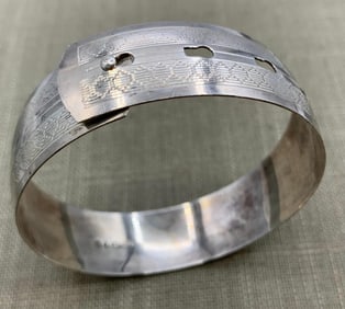 English Hallmarked Silver Buckle Bangle Bracelet