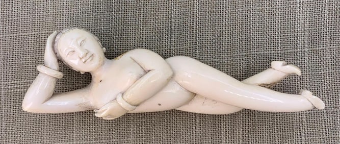Antique Hand Carved Chinese Medical Nude Female Figural Sculpture