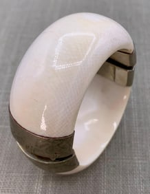 Polished Natural Material Hinged Bangle