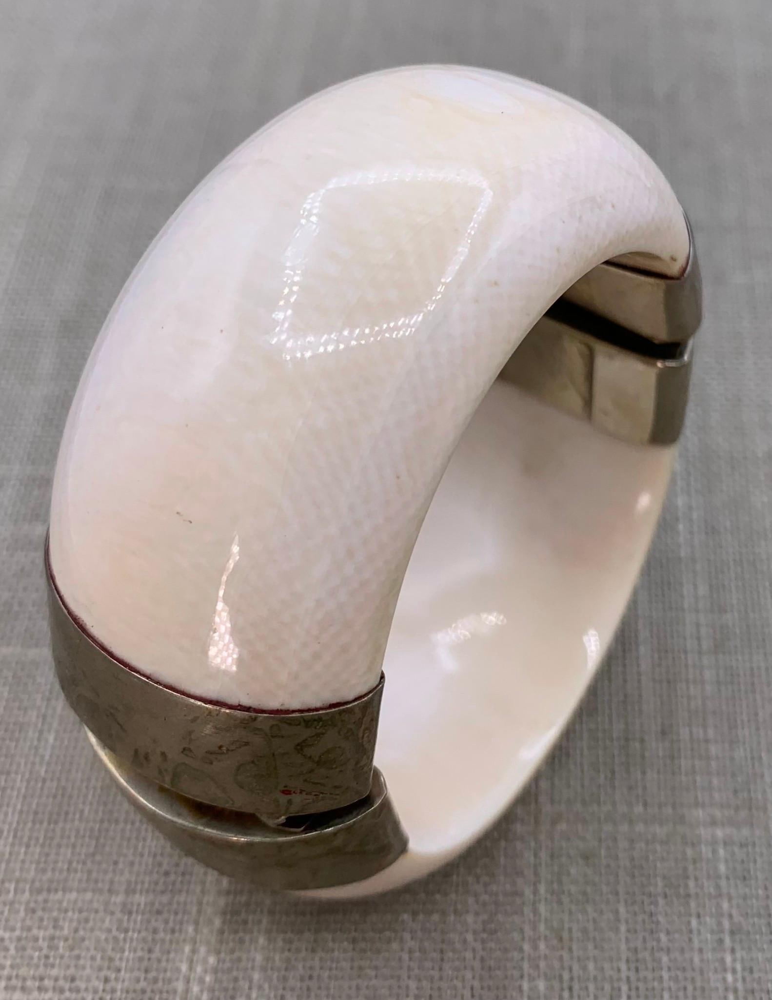 Polished Natural Material Hinged Bangle (1 of 9)